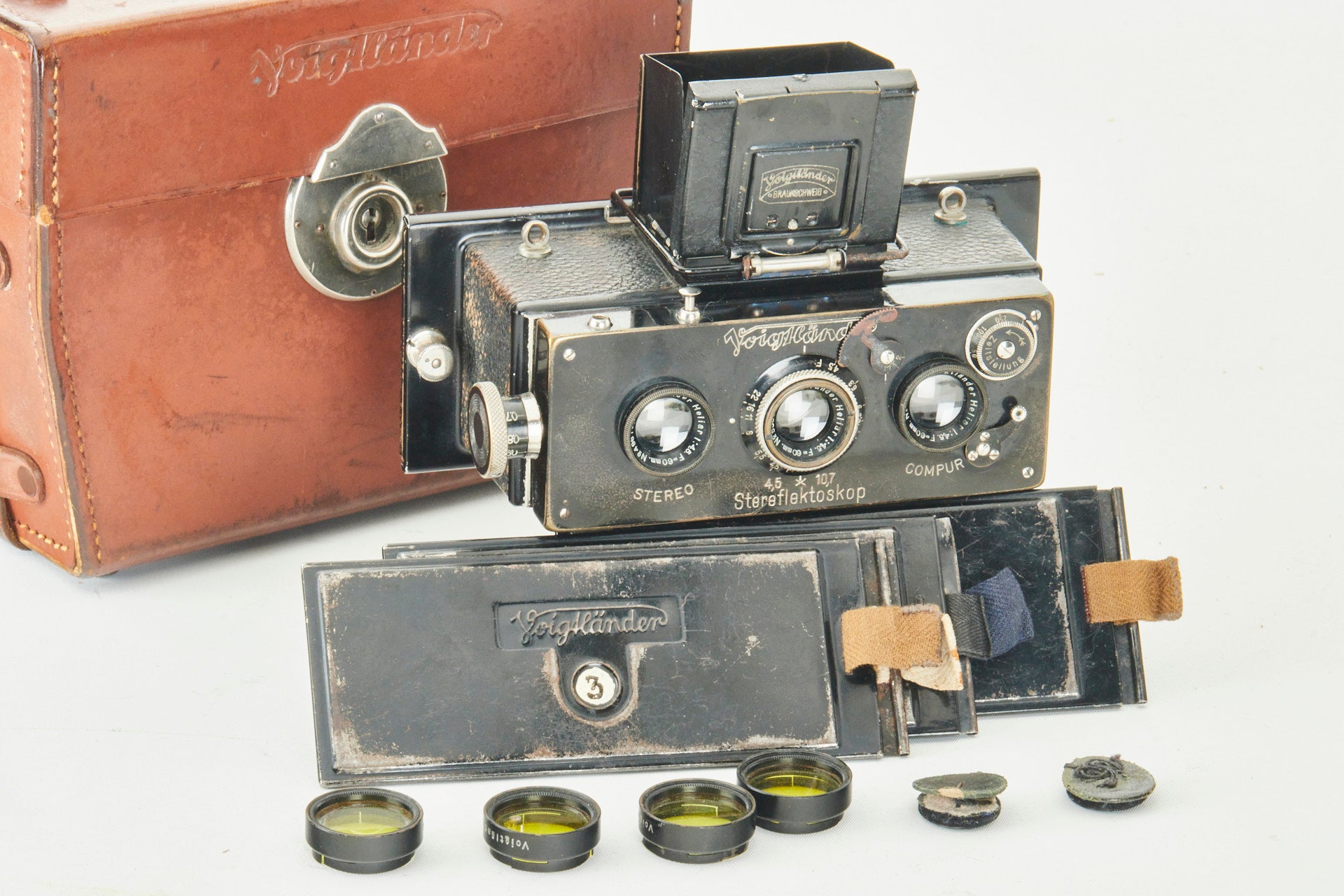 Voigtländer Stereo Kamera Stereflektoscope w. Heliar 4,5/60mm Nice Set CE10047